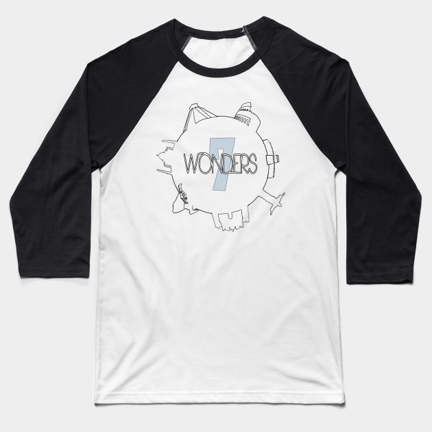 7 Wonders Baseball T-Shirt by RimaSalloum13